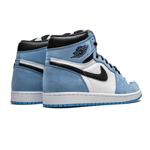 The Air Jordan 1 High University Blue features a Nike Air woven label on the tongue, and an Air Jordan Wings Logo is placed on the ankle, both of which are customary Jordan 1 details. The restored classic is finished with a white midsole and a University Blue outsole, available at Cop Underdog In-store and ready to ship.