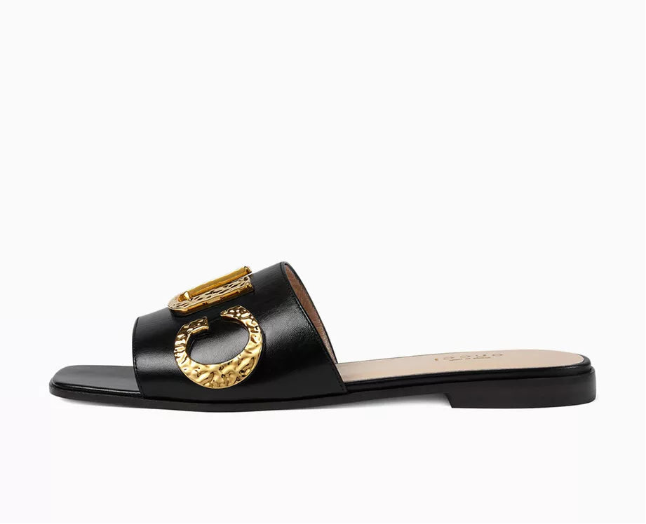 Gucci Black Cara Logo Sandal