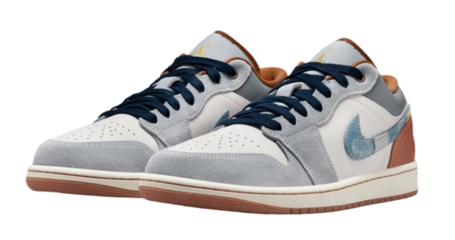 Air Jordan 1 Low Phantom Repaired Denim Swoosh