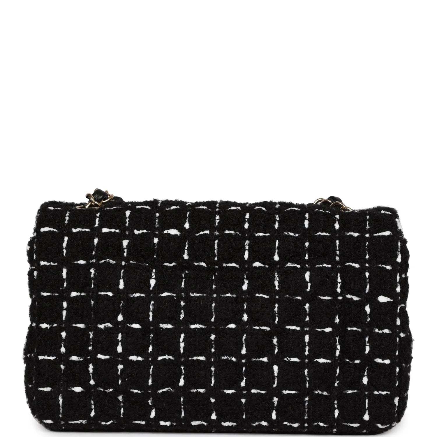 Chanel Mini Classic Rectangular Flap Black and White Tweed Gold Hardware