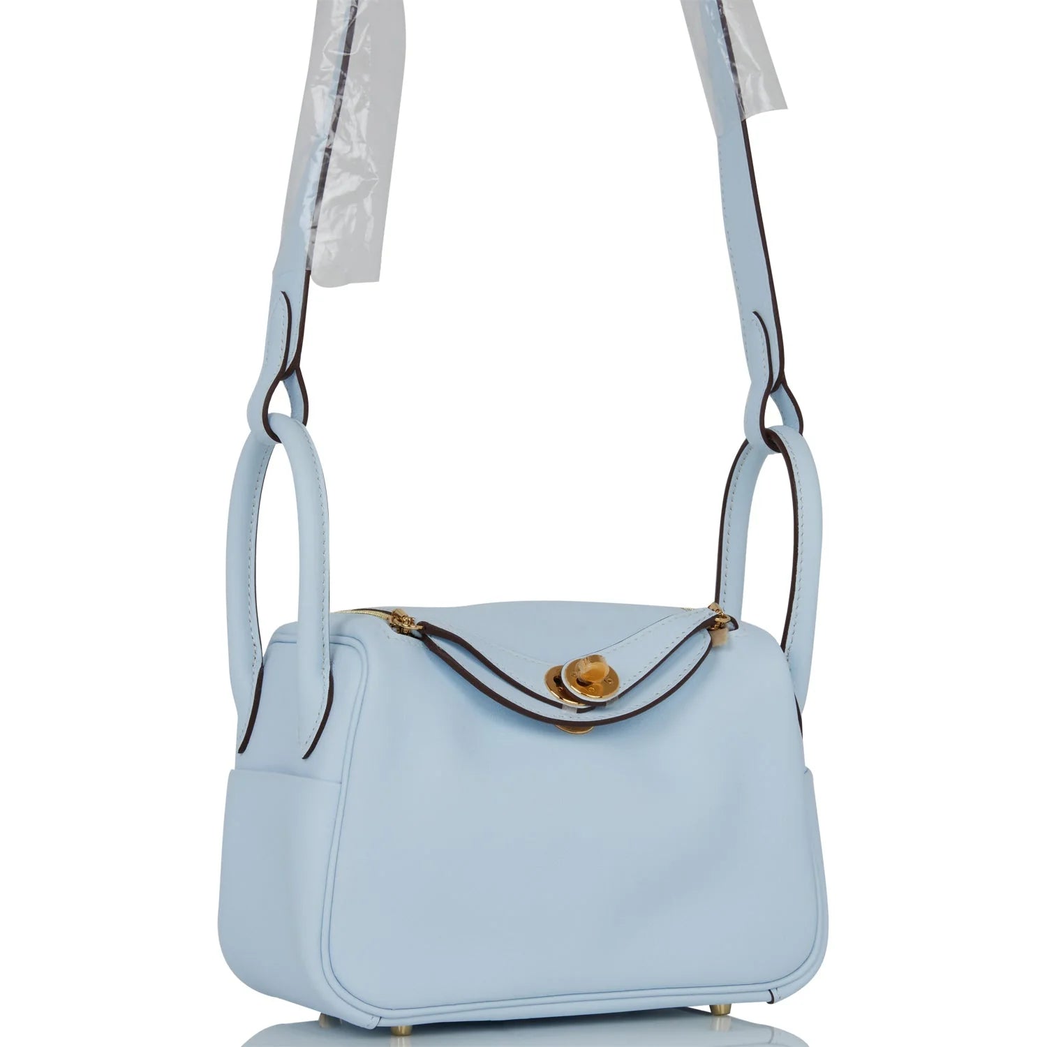 Hermès Mini Lindy Bleu Brume Swift Gold Hardware