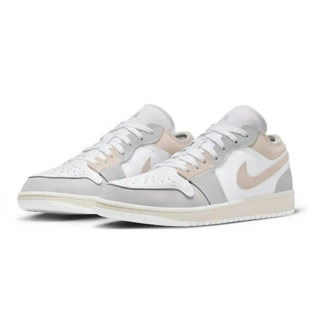 The upper of the Jordan 1 Low SE Craft Inside Out Tech Grey is made up of several materials, including as suede, textured leather, and synthetic materials. The collar and tongue are cushioned for comfort, and the lacing mechanism ensures a snug fit, available at Cop Underdog In-store and ready to ship.