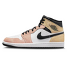 The Jordan 1 Mid SE Flight Club suede overlays in shades of light pink transitioning to bright orange. The base and other details are in white and black to balance the color scheme, available at Cop Underdog In-store and ready to ship.