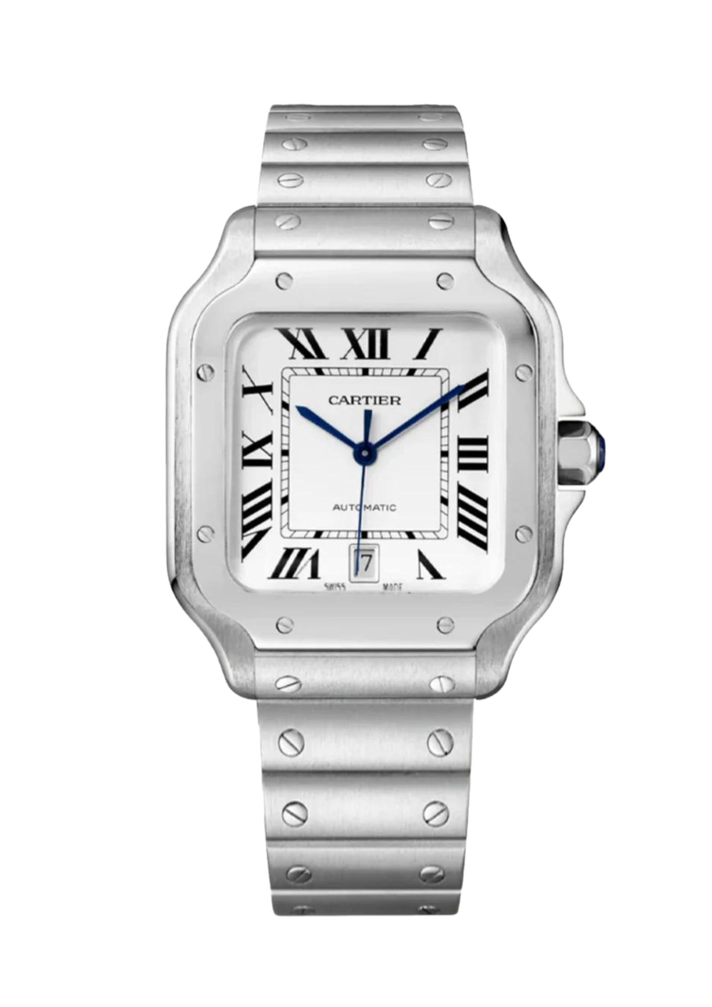 Cartier 'SANTOS DE CARTIER, LARGE, AUTOMATIC, STEEL, INTERCHANGEABLE STEEL AND LEATHER BRACELETS'