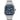 Santos de Cartier watch, large model, Manufacture mechanical movement with automatic winding, caliber 1847 MC. Steel case, PVD bezel, steel crown set with a faceted blue synthetic spinel, gray striated dial, steel sword-shaped hands with luminescent material also on the hour markers, sapphire crystal, available at Cop Underdog In-store and ready to ship.
