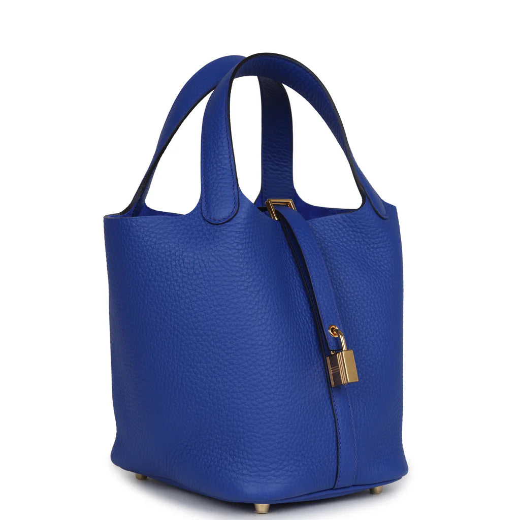 Hermès Picotin Lock 18 Bleu Royal Clemence Gold Hardware